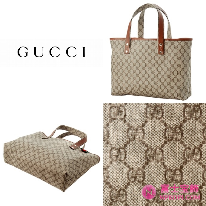 GUCCI/グッチ 2012年春夏定番キャンバスGG柄ウェビングタグ付きトートバッグ 211134 FCIXG 8527 